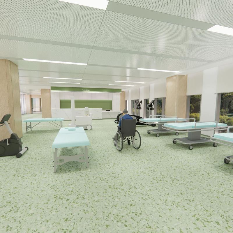 लुमिना हेल्थ/इन्फिनिटी सीरीज़ः नर्सिंग होम के लिए एंटीमाइक्रोबियल आसान-सफाई वाणिज्यिक फर्श